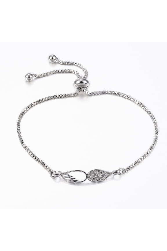 3 pc Adjustable Brass Micro Pave Cubic Zirconia Slider Bracelets Bolo Bracelets Wing Mixed color 10-5/8 inch(270mm) 1.2mm