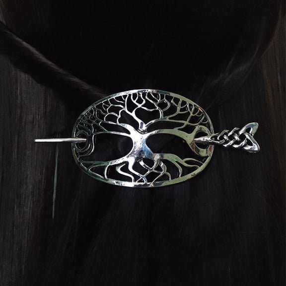 3 pc Alloy Hair Forks Viking Hair Accessories for Women Oval Antique Silver 90mm