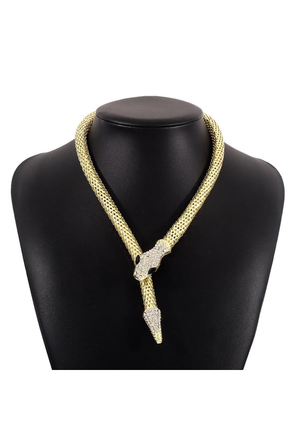 3 pc Alloy Popcorn Chain Necklaces Rhinestone Magnetic Snake Necklace Light golden 22.05 inch(56cm)