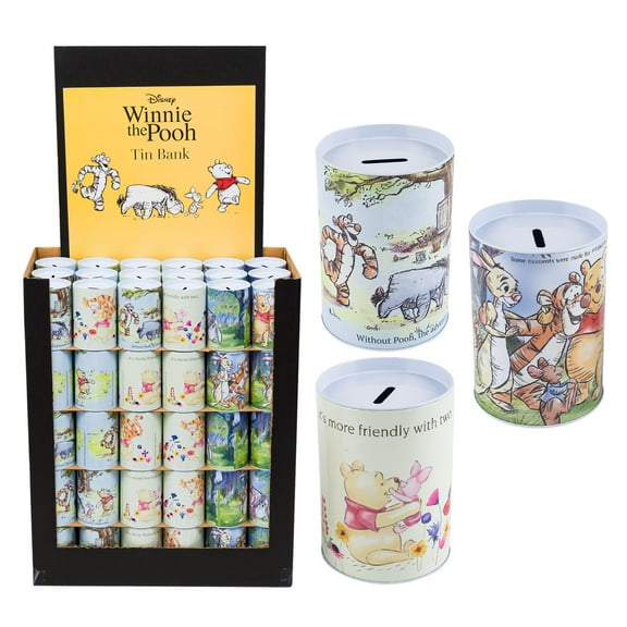 3 pc Disney Winnie The Pooh Tin Savings Bank - 6"x4" - Assorted Design
