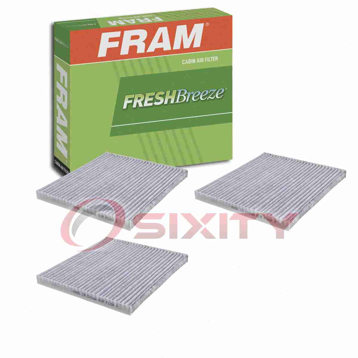 3 pc FRAM CF11819 Fresh Breeze Cabin Air Filters for 03L 115 562 84262 LF674 WOE680 HVAC Heating Ventilation Air Conditioning Vent Filters Fits select: 2010-2017 CHEVROLET EQUINOX