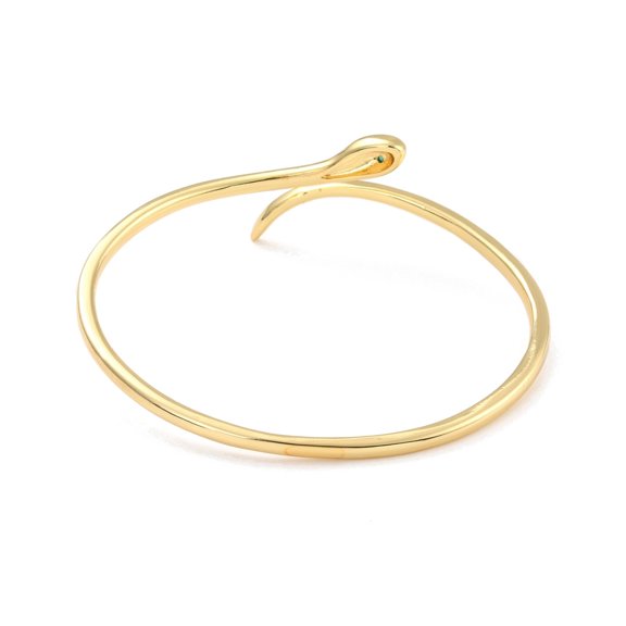 3 pc Green Cubic Zirconia Snake Wrap Cuff Bangle Brass Plain Simple Open Bangle for Women Lead Free Cadmium Free Real 18K golden Plated Gunmetal Inner Diameter: 2-1/4 inch(5.8cm)x2 inch(4.95cm)