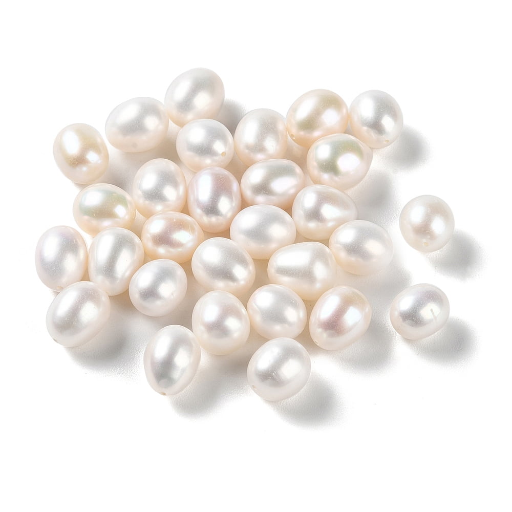 3 pc Natural Cultured Freshwater Pearl Beads Half Drilled Rice WhiteSmoke 10~13x9.5~10.5mm Hole: 0.9mm