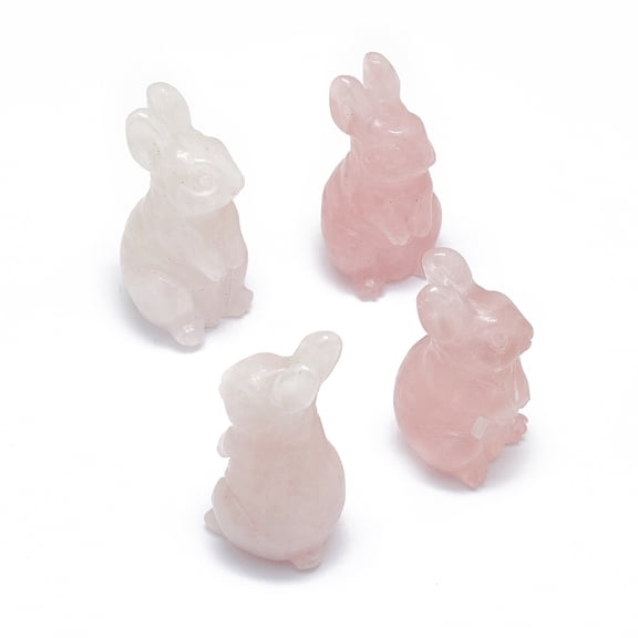 3 pc Natural Rose Quartz Sculpture Display Decorations for Home Office Desk Rabbit 17~19x17~18.5x32~37mm
