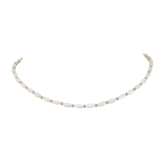 3 pc Natural Shell Oval Beaded Necklaces White 15.55~15.75 inch(39.5~40cm)
