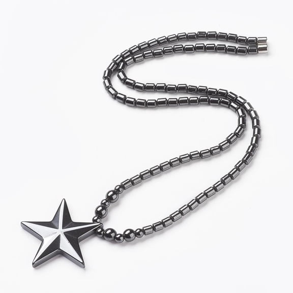 3 pc Non-magnetic Hematite Pendant Necklaces with Magnetic Clasps Star 20.4 inch(52cm) Material: Non-magnetic Hematite