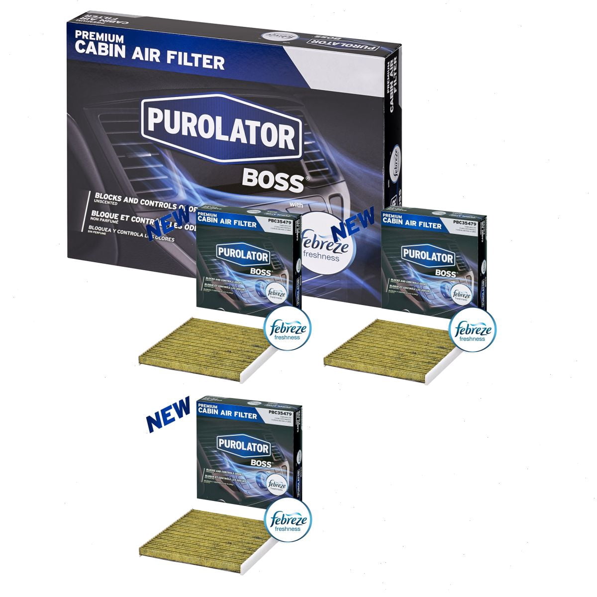 3 pc Purolator BOSS PBC35479 Cabin Air Filters for 94883 HVAC Heating ...