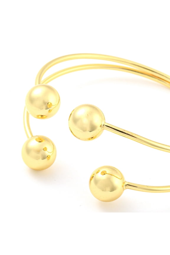3 pc Rack Plating Brass Double Layer Cuff Bangles Lead Free & Cadmium Free Real 18K golden Plated Inner Diameter: 1-7/8x2-1/4 inch(4.85x5.6cm)