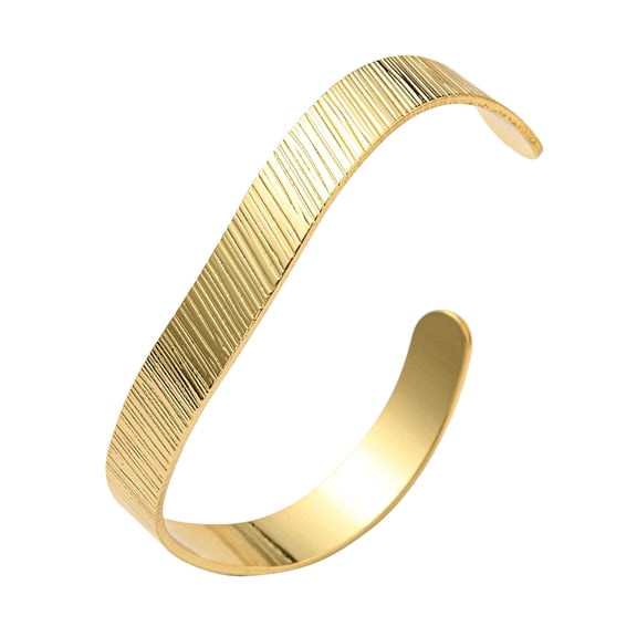 3 pc Rack Plating Brass Flat Cuff Bangles Lead Free & Cadmium Free Real 18K golden Plated Inner Diameter: 2-3/8 inch(6.1cm)