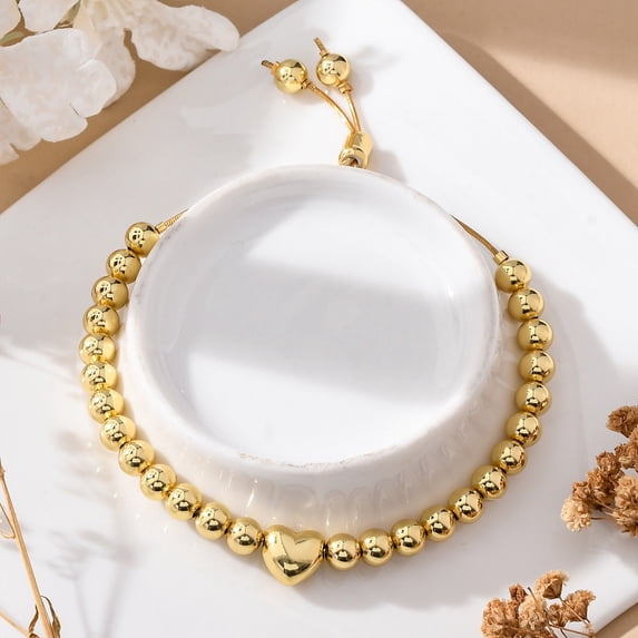 3 pc Rack Plating Brass Slider Bracelets Long-Lasting Plated Heart ...