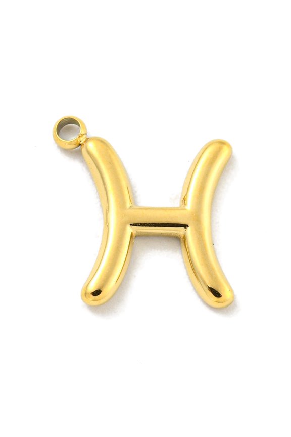 3 pc Real 18K golden Plated PVD Vacuum Plating 304 Stainless Steel Pendants Twelve Constellations Charms Pisces 14.5x12x1mm Hole: 1.2mm