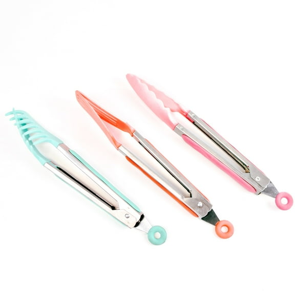 3 pc Set Cooking Tongs Salad Serving Forks Silicone Kitchen Utensils Gadgets Home Apartment Essentials