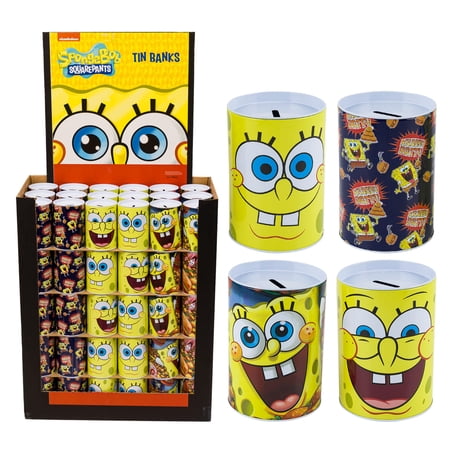 3 pc Spongebob Squarepants Tin Savings Bank - 6"x4" - Assorted Design