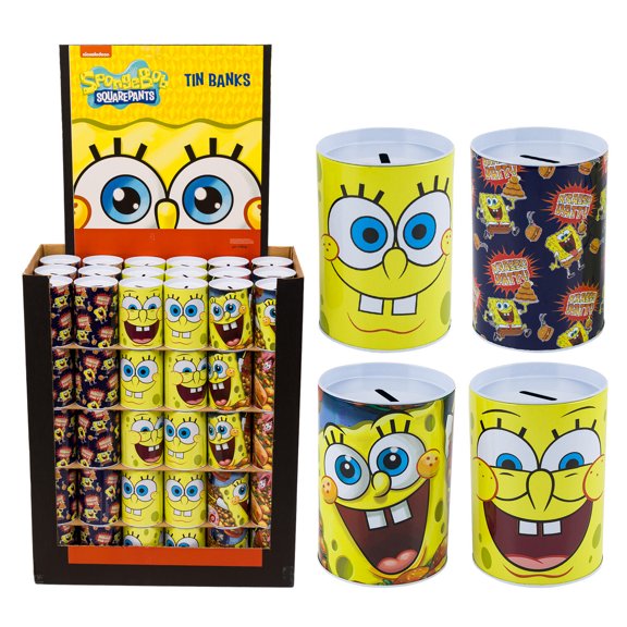3 pc Spongebob Squarepants Tin Savings Bank - 6"x4" - Assorted Design
