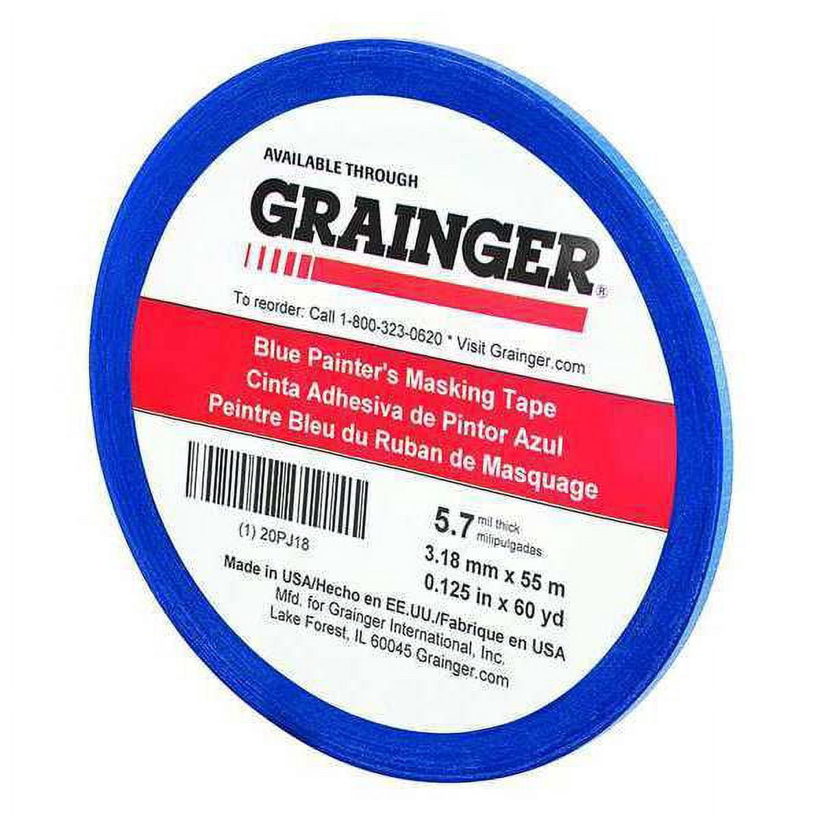 3 pc, Zoro Select Painters Masking Tape, 60 yd.x1/8 in, Blue