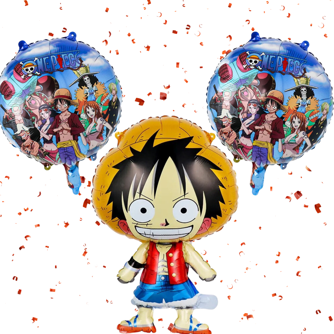3 pc set Luffy One piece Anime Cartoon Happy Birthday Balloons for