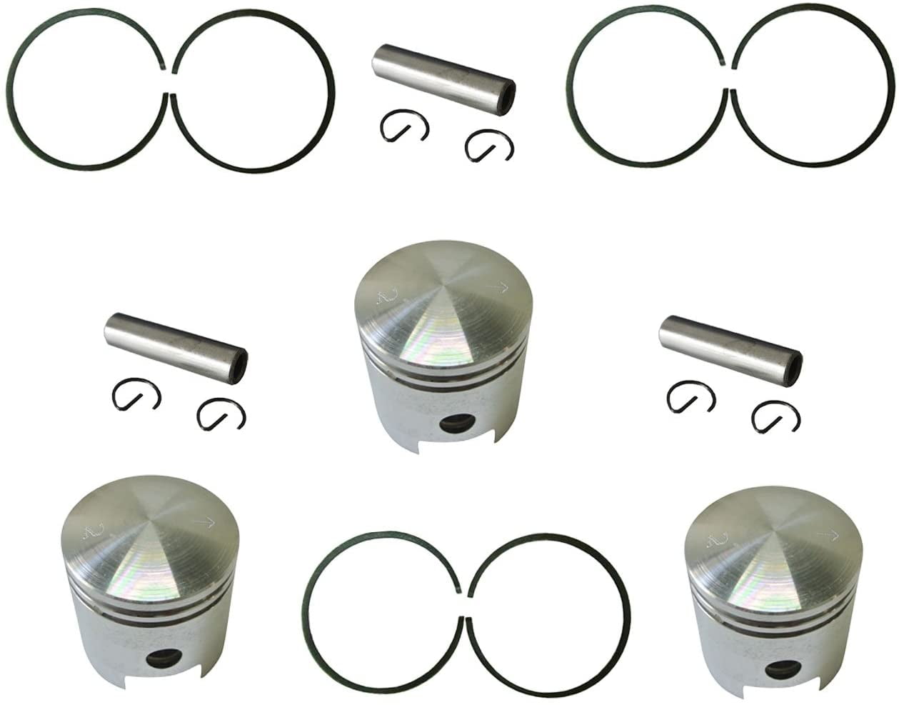 3 pcs 47mm Pistons & 6 pcs Piston Rings & 3 pcs Pins Kit For 49cc 66cc 80cc 2 Stroke Engine Motorized Bicycle Bike