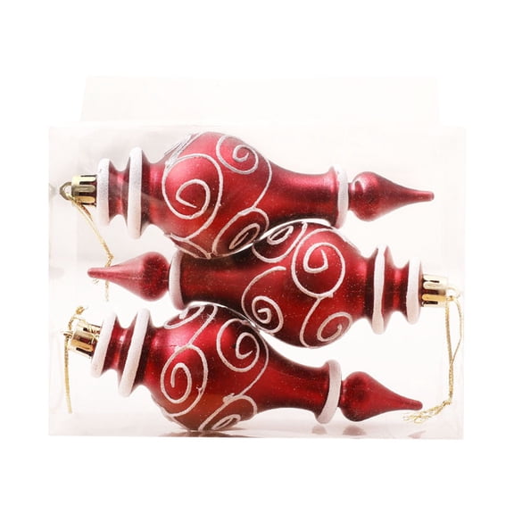 3 pcs 5.71 inch Finial Christmas Ball Ornament, Plastic Shatterproof Hanging Teardrop Xmas Tree Decor for Party Fireplace Window