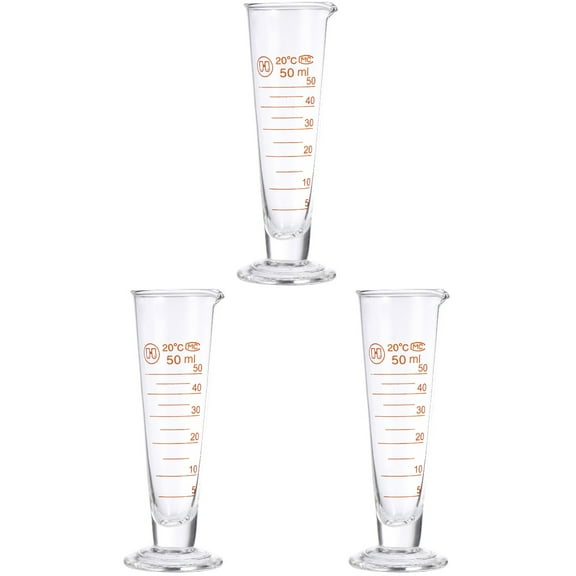 3 Pack 50ml Laboratory Graduated Measuring Cups Transparent Liquid Measuring Containers for Precise Measurement