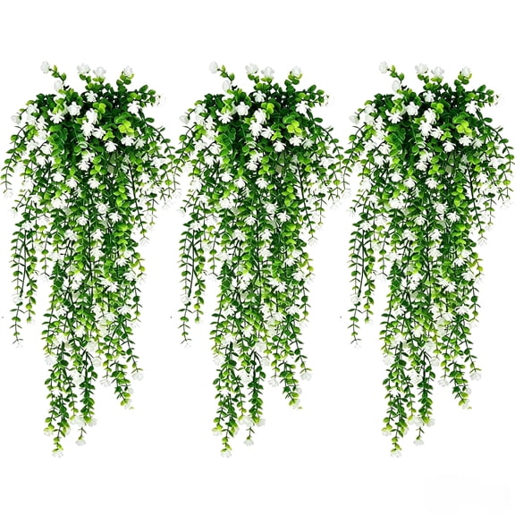 AGDISH 3 pcs Artificial Hanging Flowers Fake Wisteria Vines, Faux Fern Ivy Plant for Outdoor Garden Porch Decor