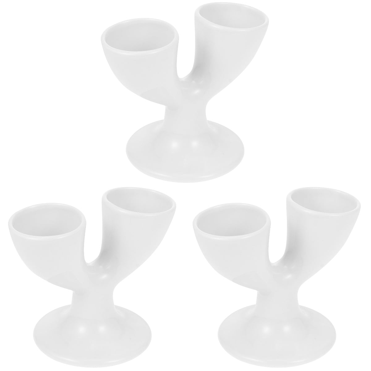 3 pcs Ceramic Egg Tray Egg Storage Goblet Porcelain Boiled Egg Stand