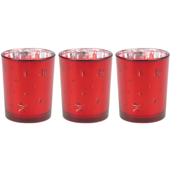 3 pcs Christmas Glass Votive Candle Holders Decorations Xmas Tea Lights Candles Holders, Candle Holder for Christmas Centerpiece Table Decorations Party Fireplace Mantle Décor Party Supplies