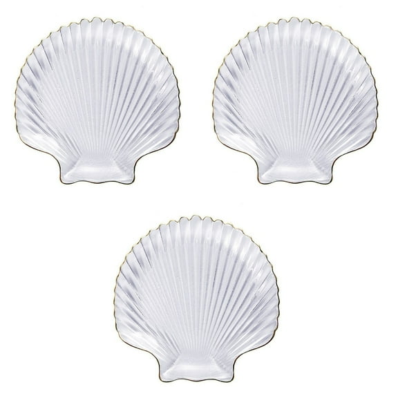 3 pcs  Creative Glass Dish Breakfast Plate Shell Shape Plate Fruit Salad Plate