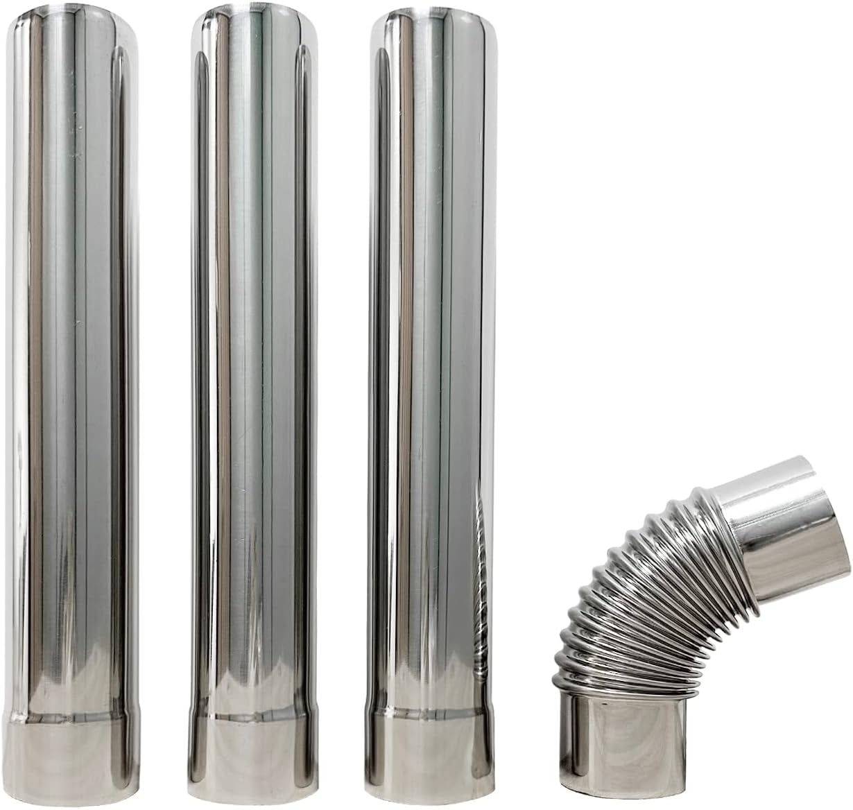 3 pcs Gas Heater Vent Smoke Pipe Stainless Steel Chimney Flue Tube