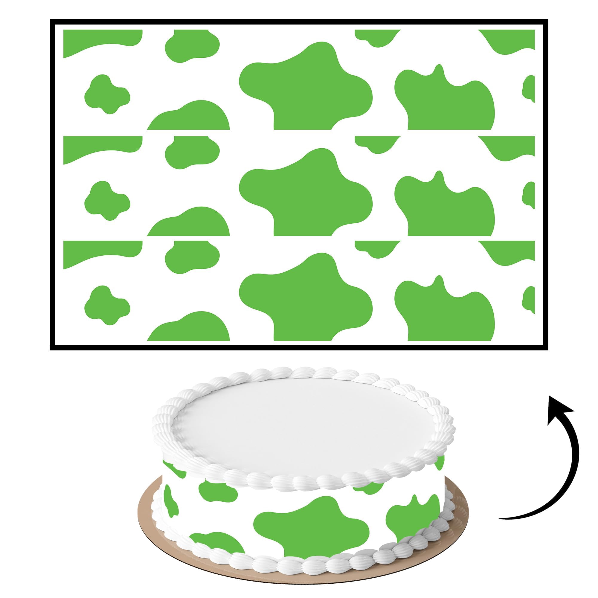 3 pcs Green Cow Pattern Cake Strips Edible birthday cake strips, cake ...