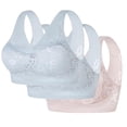 thumbnail image 1 of 3 pcs Lace Everyday Bra Women Full Figure Wireless Bras Full Coverage Embroidery Brassiere Breathable Underwear No Underwire Minimizer Bra Underwear Comfy Push Up Bralettes, 1 of 2