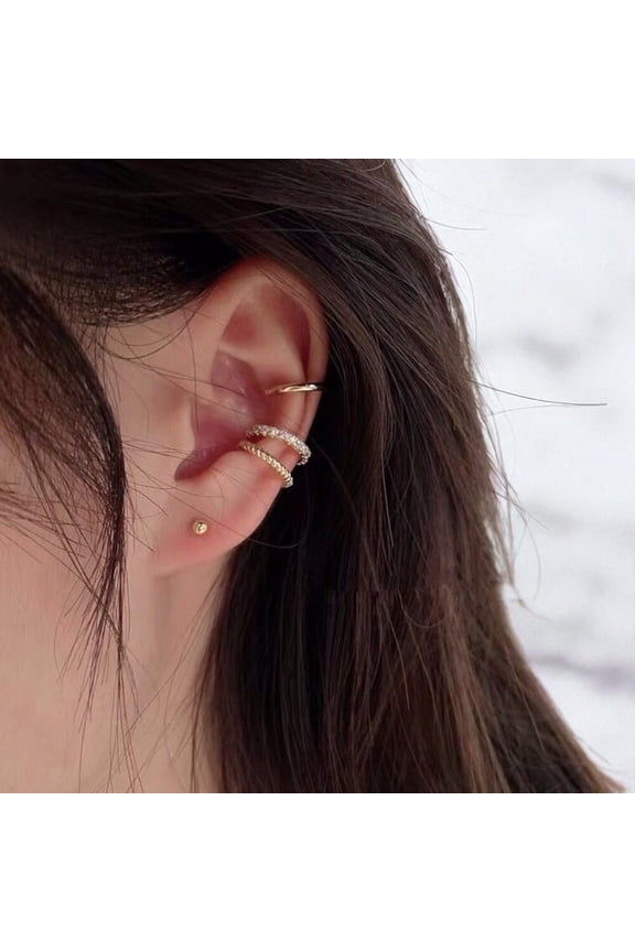 3 pcs Light luxury high-end ear bone clip - new niche design ear clip - suitable for non-pierced ears