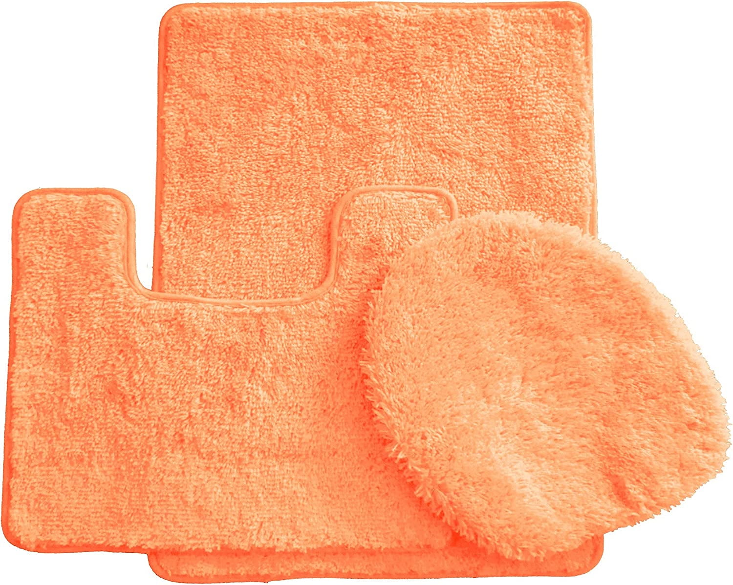 3 pcs Luxury Bath Rugs Set. Large 18" x 30", 18" x 18" and Lid Cover. 100 Polyester (Peach