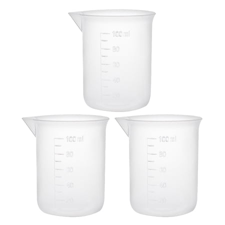 3 pcs Measuring Cup Labs PP Graduated Beakers 100ml