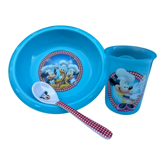 3 pcs Mickey Mouse Breakfast Set (Plate, Bowl and Cup) - Mickey Spoon Bow And Plate