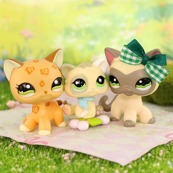 3 pcs Mini Pet Toys Figures Set,Shorthair Cat #1116 #1120 Kitten #1074 for lps Cat Collection