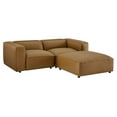 thumbnail image 1 of 3 pcs Modular Loveseat Sofa and Ottoman, Brown, Faux Leather, Living Room Lounge Cafe Lobby Hospitality Restaurant, Modern Contemporary, HB37672, 1 of 8