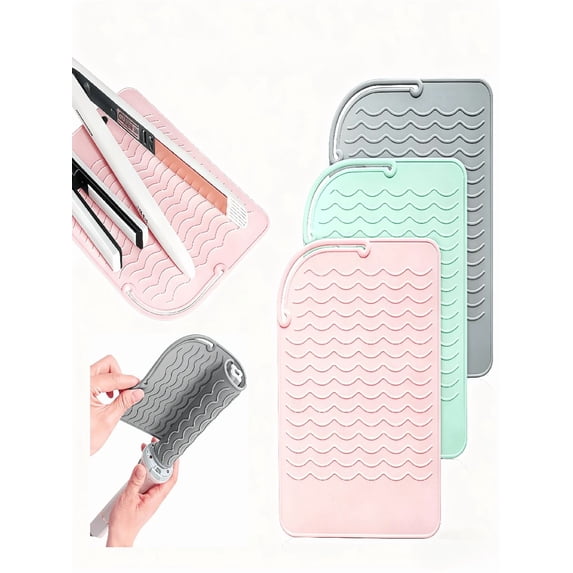 3 pcs Non-Slip Heat Resistant Silicone Mat for Hair Styling Tools ...