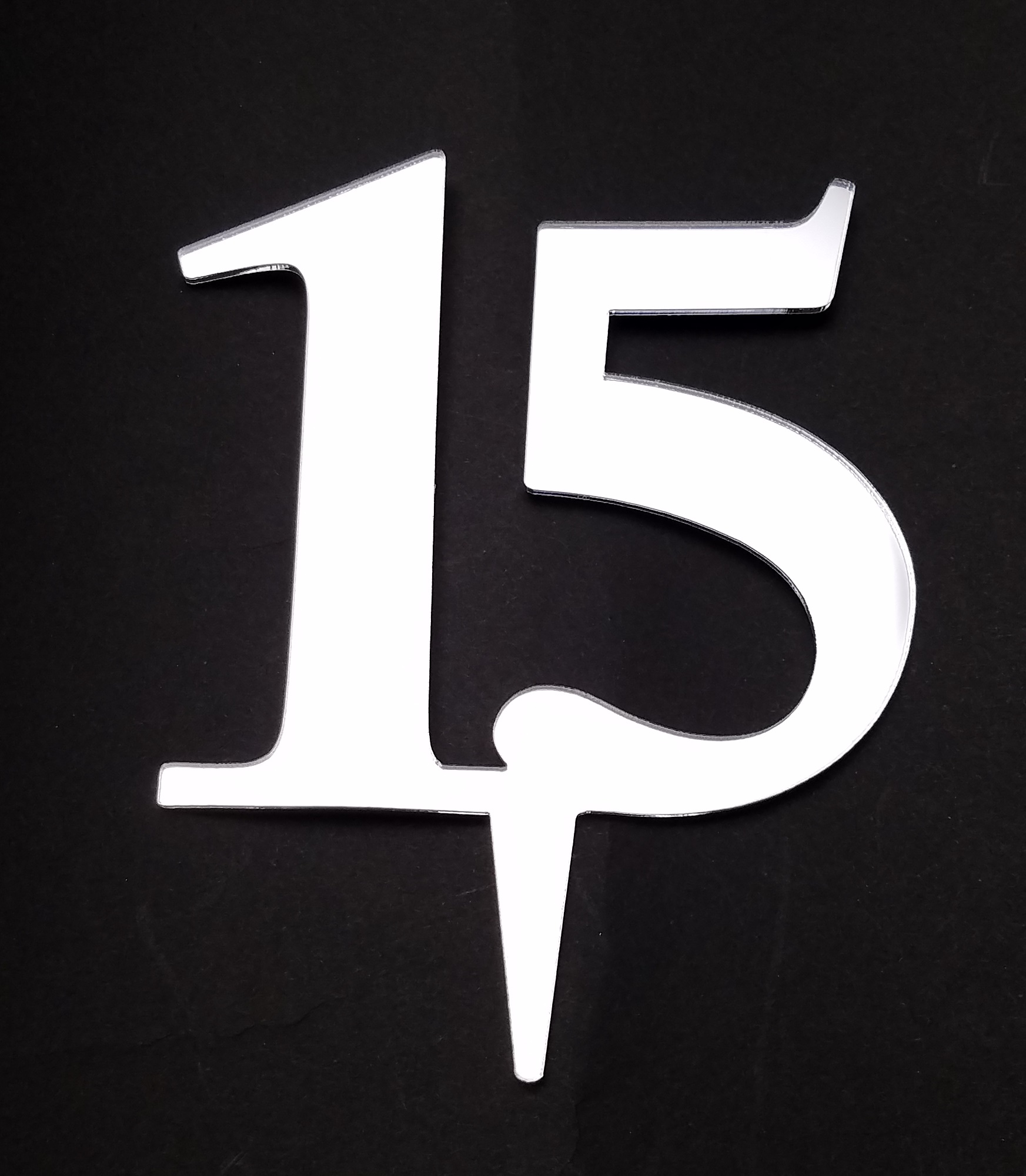3 pcs Number 15 signs silver mirror like acrylic 5