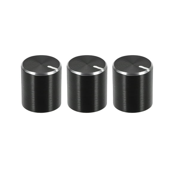 3 pcs Potentiometer Knob Knurled Shaft Black Aluminum 6mm Shaft Dia. Rotary Knob 10mmx10mm Volume Control Knob