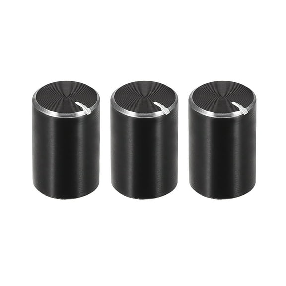 3 pcs Potentiometer Knob Knurled Shaft Black Aluminum 6mm Shaft Dia. Rotary Knob 10mmx15mm Volume Control Knob