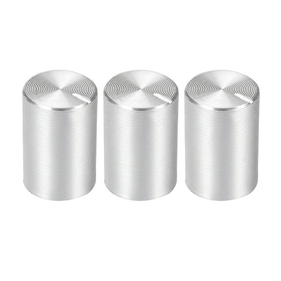 3 pcs Potentiometer Knob Knurled Shaft Silver Tone Aluminum 6mm Shaft Dia. Rotary Knob 10mmx15mm Volume Control Knob