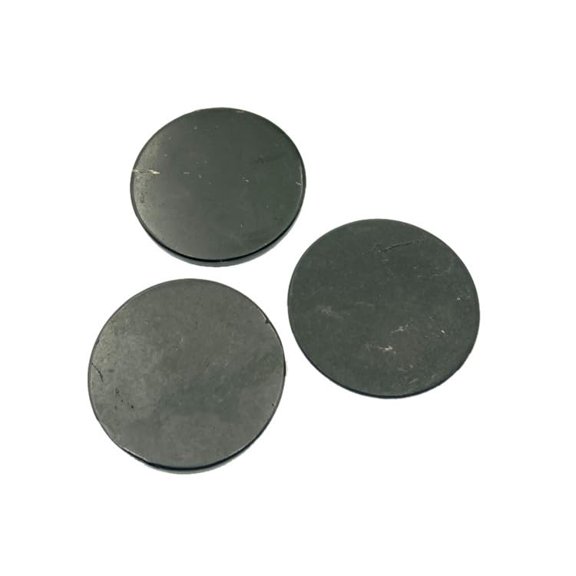 3 pcs Premium Round Shungite Stickers for Cell Phone Case Laptop Tablet Computer - Polished Shungite Protection Plate with Carbon Fullerenes (30mm)