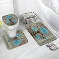3 pcs Set Beach StarShell Bath Mat Teal Octopus Turtle Wood Grain Anti