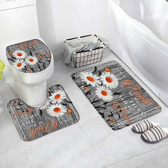 3 pcs Set Beach StarShell Bath Mat Teal Octopus Turtle Wood Grain Anti Slip Bathroom Rugs Bathroom Accessories Sets Carpets