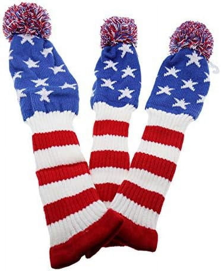 3 pcs/Set Golf Club Pom Pom Knit Cover for Driver, Fairway Wood and Hybrid HeadCovers