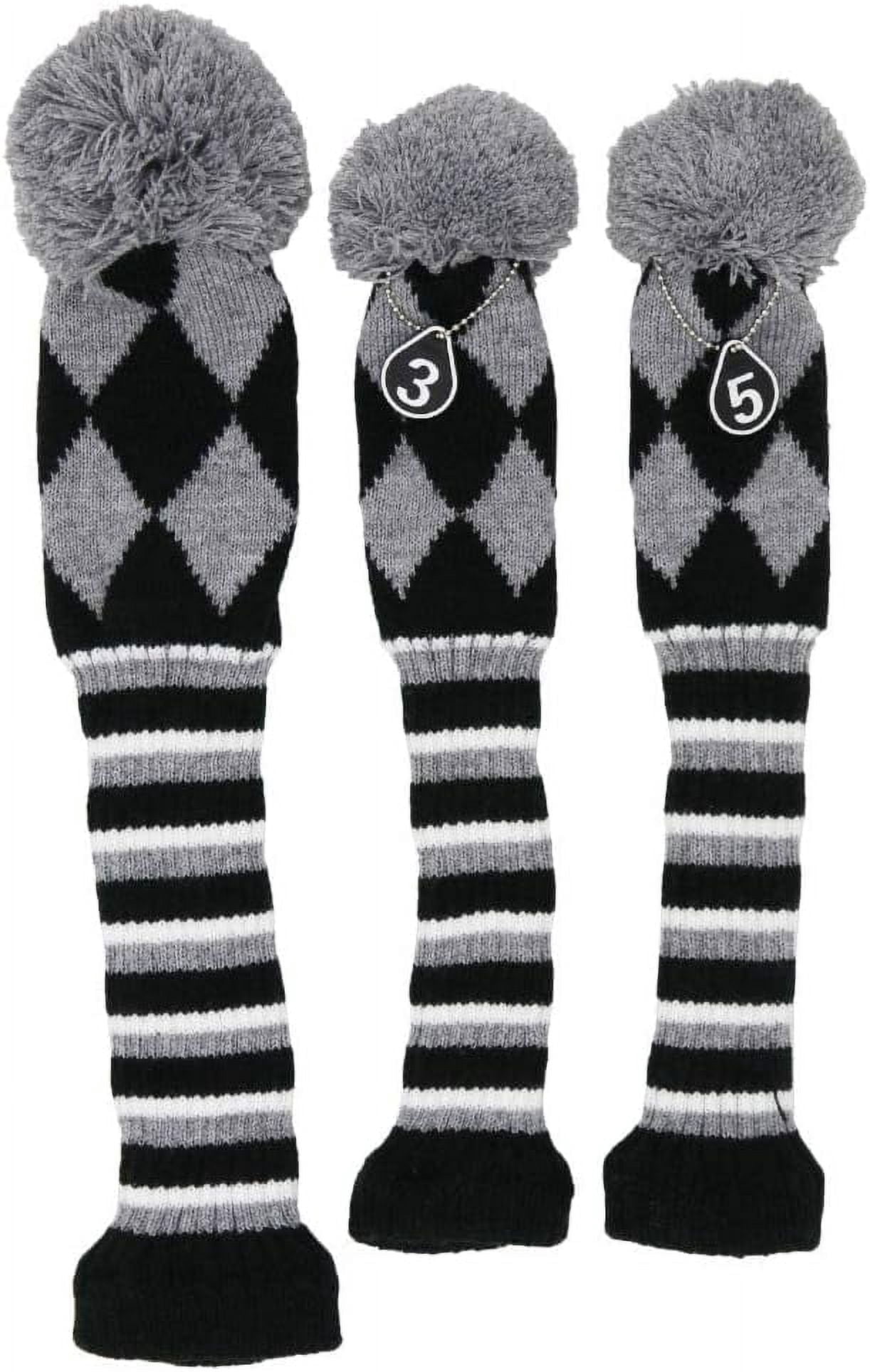 3 pcs/Set Golf Club Pom Pom Knit Cover for Driver, Fairway Wood and Hybrid HeadCovers