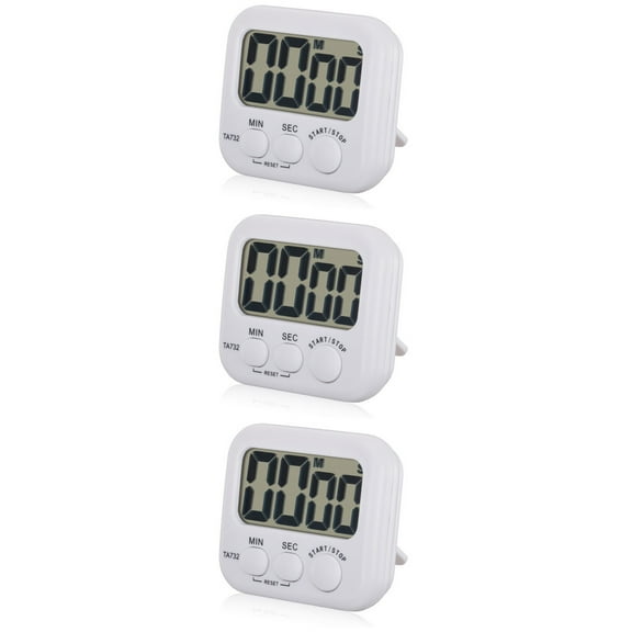 3 pcs TA732 LED Digital Kitchen Timer Multifunctional LED Digital Kitchen Cooking Timer Clock Count Up Down Cooking Alarm Timers (No Battery White)