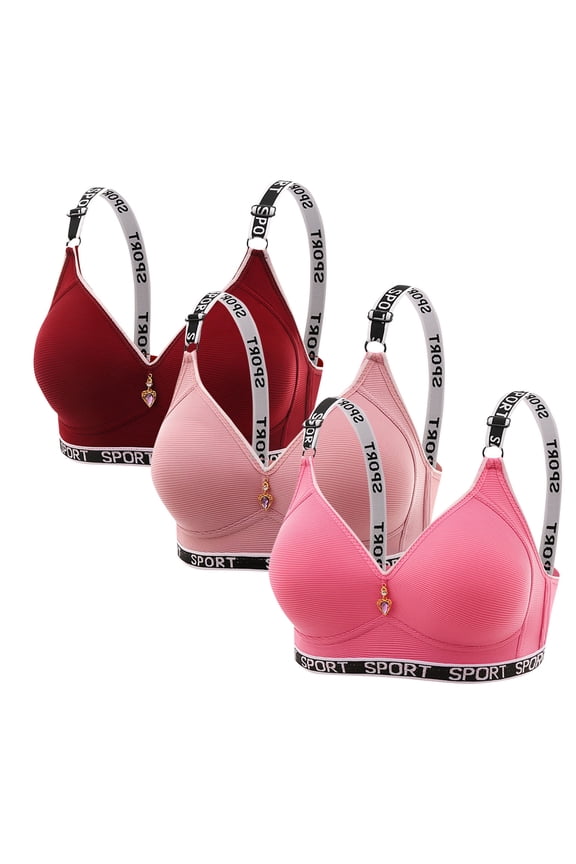 3 pcs Women's Bras Full Coverage Seamless Bras Wireless Comfortable Free Bras Body-shaping Supportive Bras Comfy Daily Essentials Everyday Underwear Gym Sport Bras