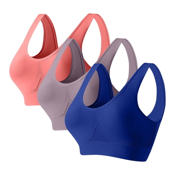 3 pcs Womens Bras Wireless Seamless Bras Full Coverage Padded Bra No Underwire Support Bras Comfort Bras Moisture Wicking Sport Bras Comfy Daily Essentials Sports Bras