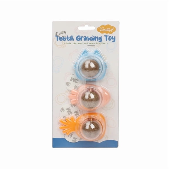 3 pcs of Round-Shaped Catnip Ball Toy ,ABS Material Dental Care Cat Mint teeth Ball for Indoor Cats
